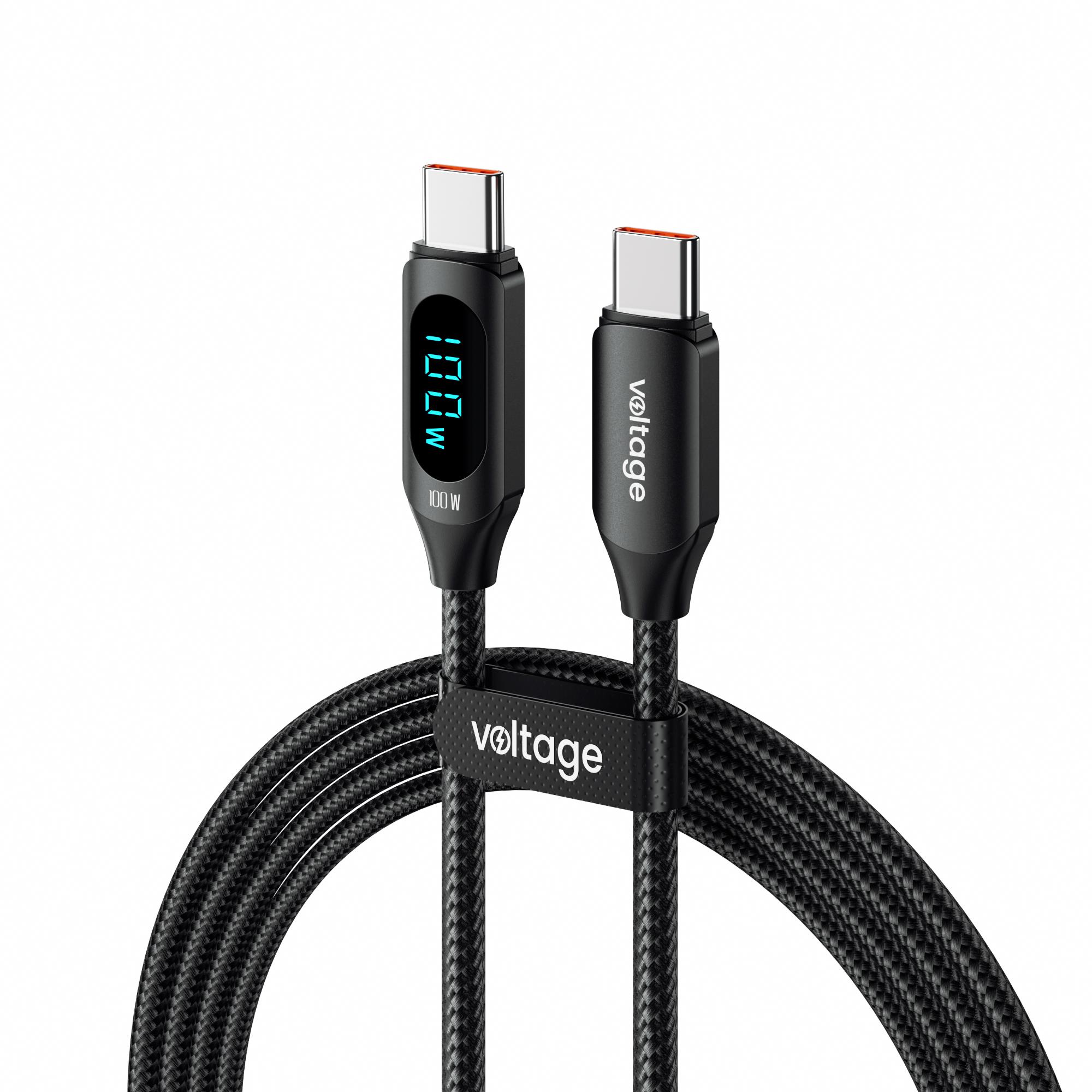 Kabel USB-C / USB-C Voltage PowerDisplay 100W PD 100cm (1m) czarny – najważniejsze cechy: