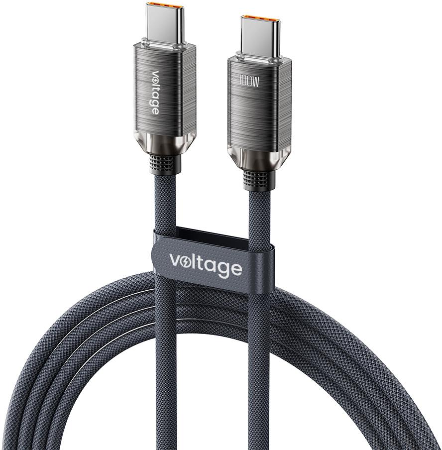 Kabel USB-C / USB-C Voltage PureCrystal 100W PD 200cm (2m) czarny – najważniejsze cechy: