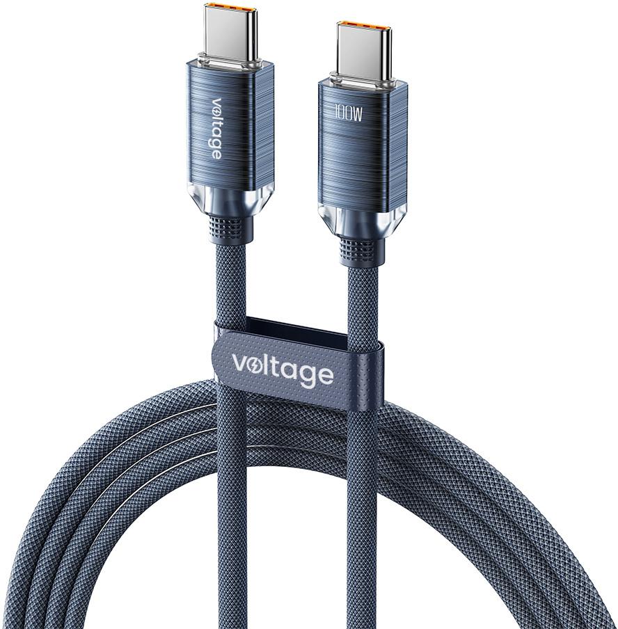 Kabel USB-C / USB-C Voltage PureCrystal 100W PD 100cm (1m) niebieski – najważniejsze cechy: