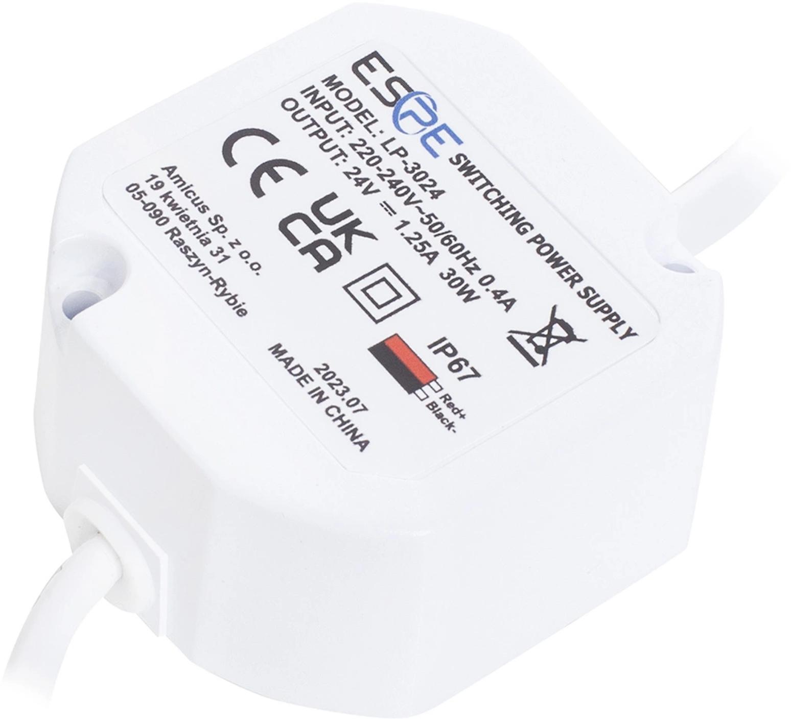 ZASILACZ IMPULSOWY DOPUSZKOWY HERMETYCZNY ESPE LP-3024 24V/30W/1.25A - OPIS PRZEDMIOTU:
