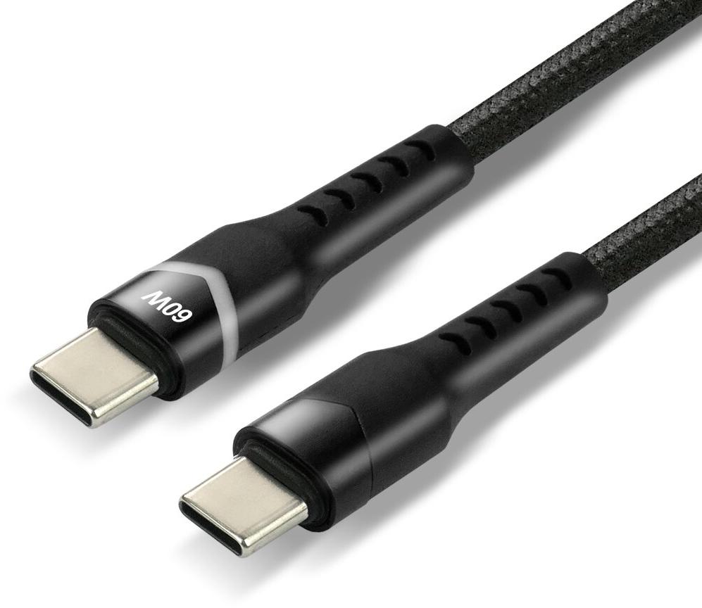 KABEL USB-C / USB-C RGB LED everActive CBB-1PDR 100cm 3A - opis