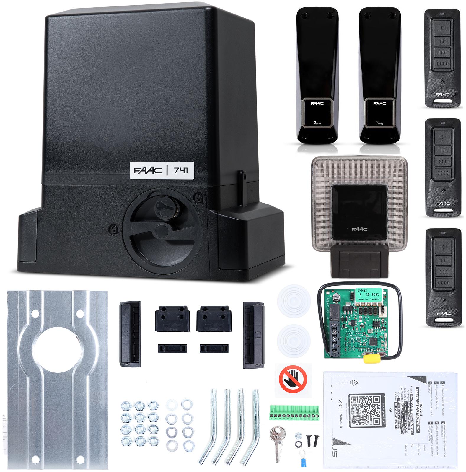 Zestaw Delta 3 FDS - FAAC 741 do 900kg bram przesuwnych (3 piloty+lampa)