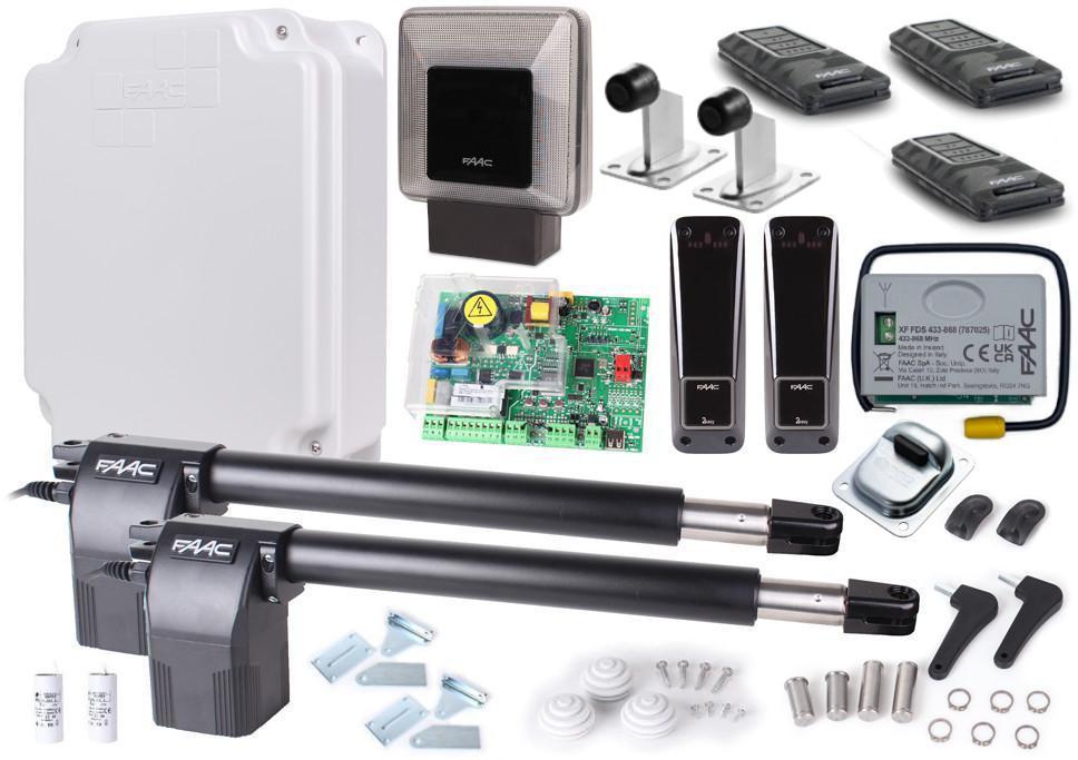 Zestaw Alfa FDS - FAAC 414 do 8m bram dwuskrzydłowych (3 piloty+lampa+stoper+odboje)