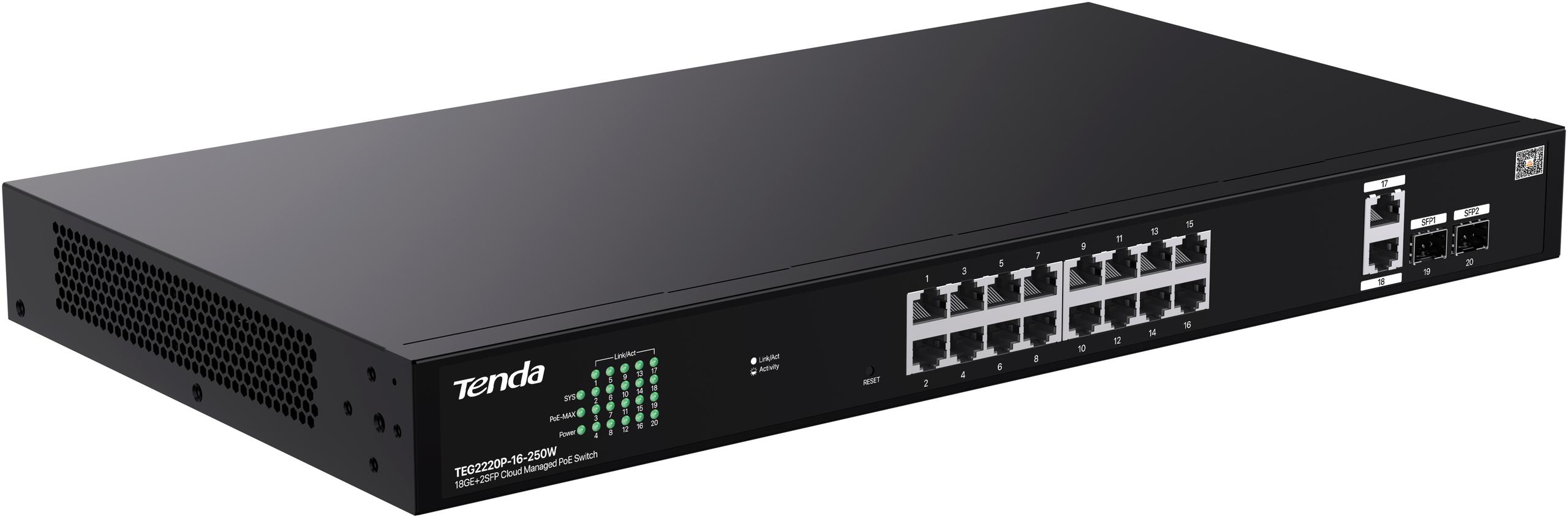 Switch PoE – Tenda TEG2220P-16-250W