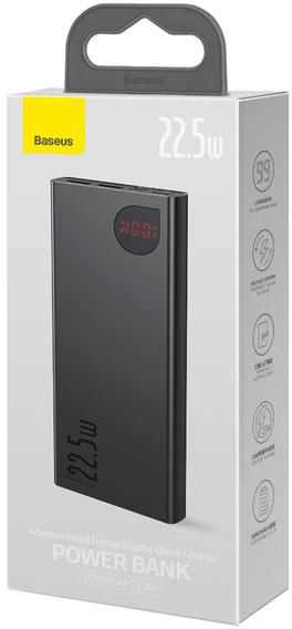 Powerbank Baseus Adaman Metal PPAD070001 10000mAh 22,5W PD QC 3.0 2x USB-A 1x USB-C + KABEL – specyfikacja i dane techniczne: