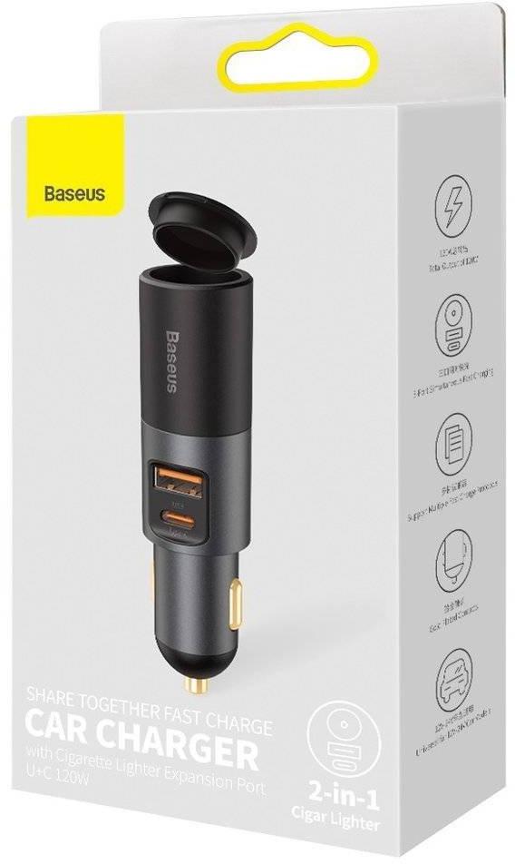 ŁADOWARKA SAMOCHODOWA Baseus Share Together 120W 3A 1x USB-A 1x USB-C PD 30W QC 4.0+ - dane techniczne: