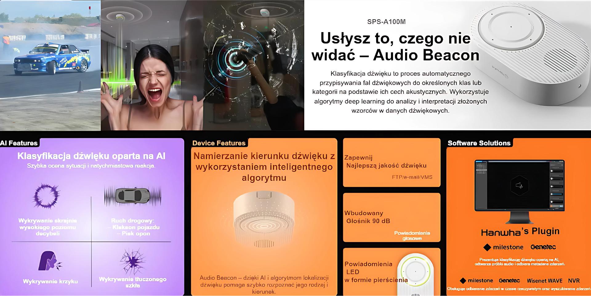 Moduł audio Hanwha SPS-A100M Audio Beacon