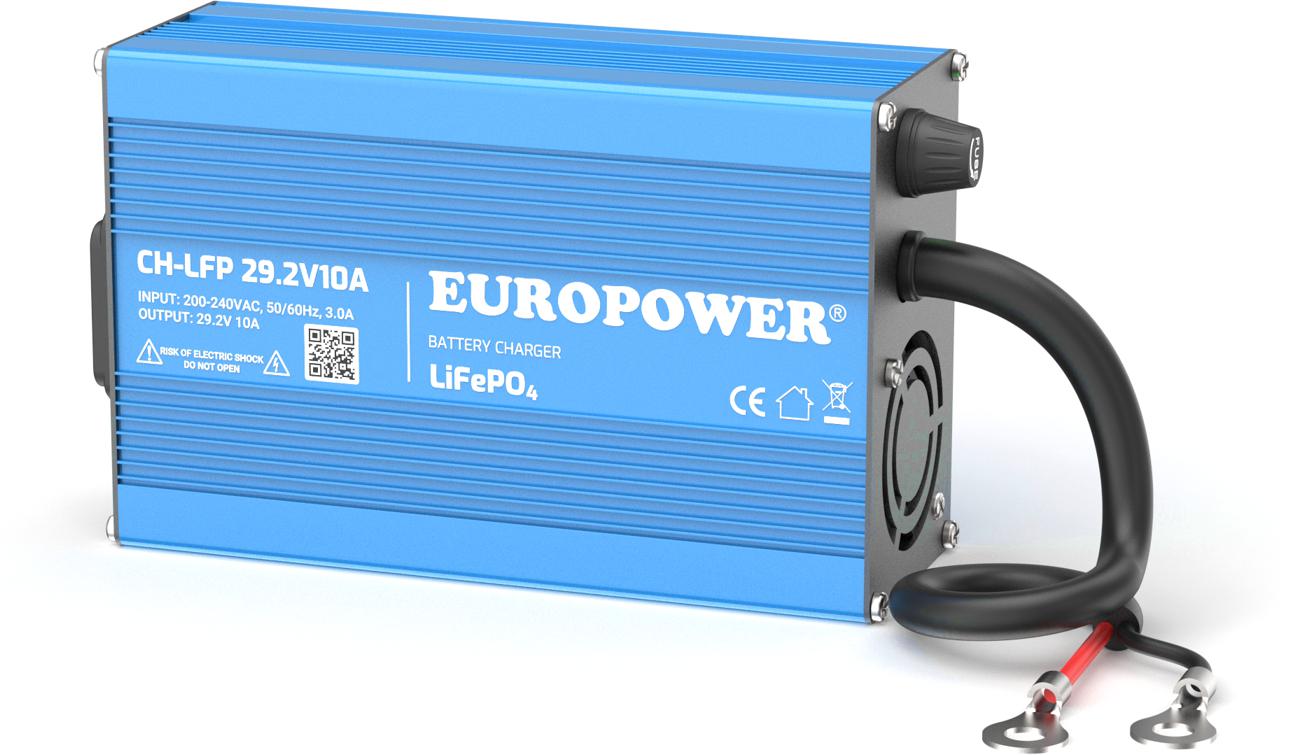 ŁADOWARKA PROSTOWNIK DO AKUMULATORÓW LiFePO4 EUROPOWER CH-LFP/24/10 29,2V 10A KONEKTOR M8 - NAJWAŻNIEJSZE CECHY