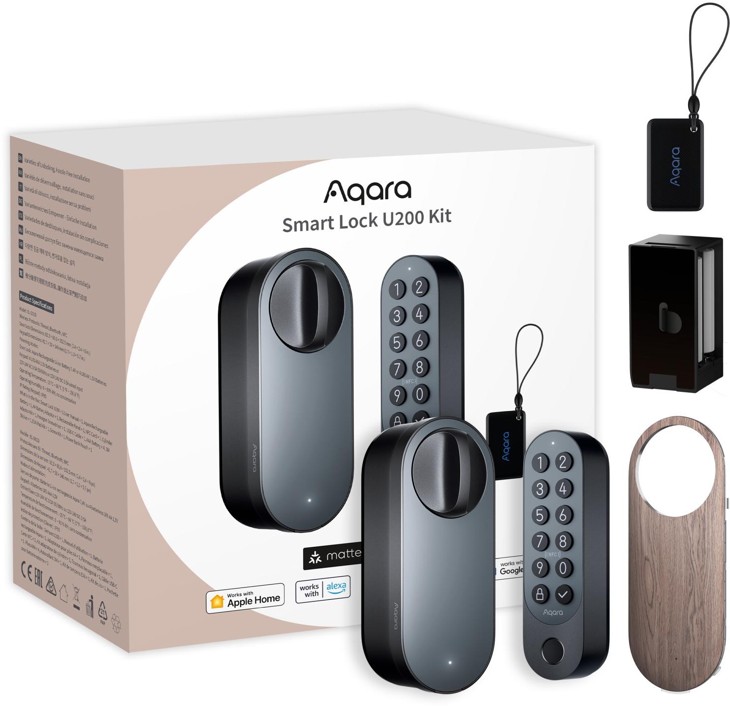 Aqara Smart Lock U200 Kit Czarny Inteligentny zamek do drzwi EL-D02D