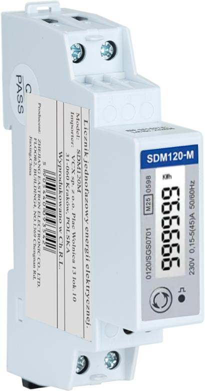 Licznik energii jednofazowy z Modbus dwukierunkowy VCX SDM120M (MID)