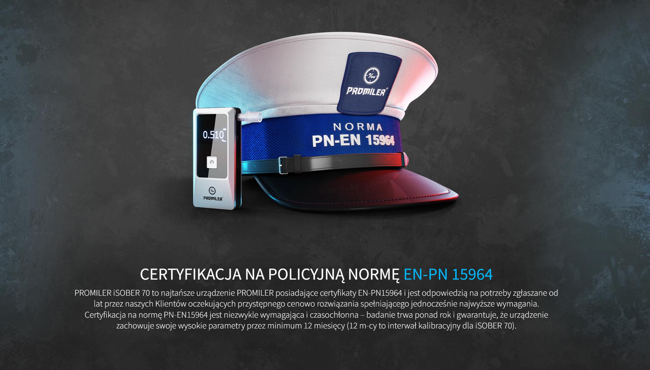 Certifikát PN-EN 15964 a status dychového analyzátora Evidence (EBT)