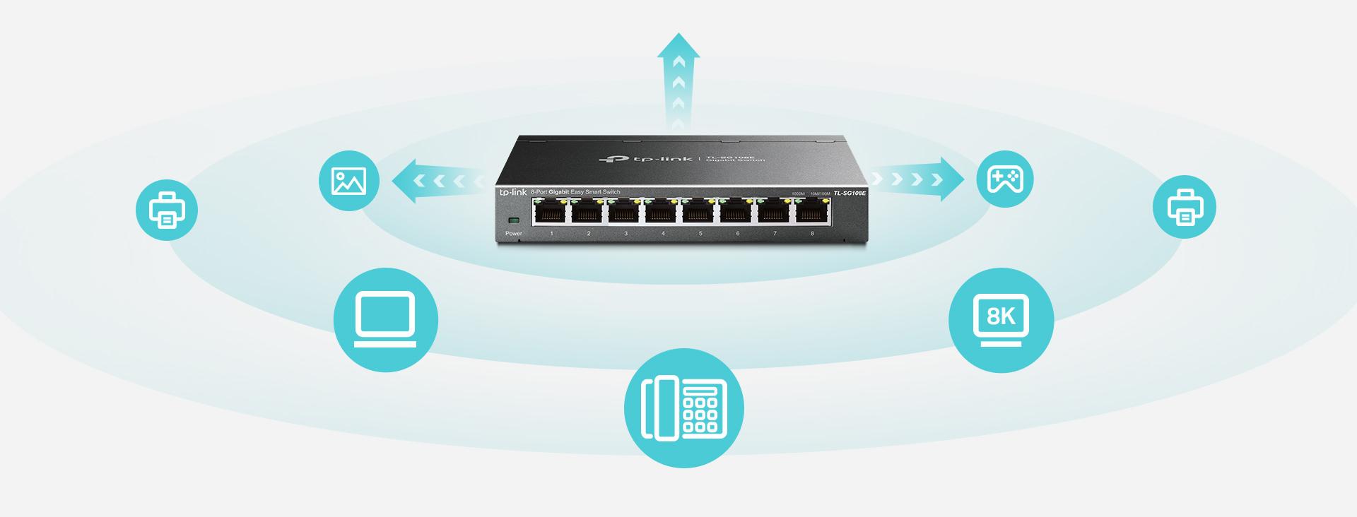 Switch TP-Link TL-SG108E - gigabitowe porty dla osiągnięcia maksymalnych możliwych prędkości