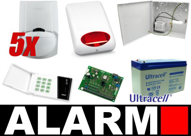KOMPLETNY ZESTAW ALARMOWY OPARTY O SYSTEM SATEL CENTRALA ALARMOWA CA-6P, SYGNALIZATOR TI 700
