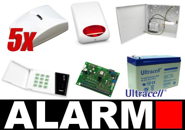 KOMPLETNY ZESTAW ALARMOWY OPARTY O SYSTEM SATEL CENTRALA ALARMOWA CA-6P, SYGNALIZATOR BEEWELL BE-F650 RED