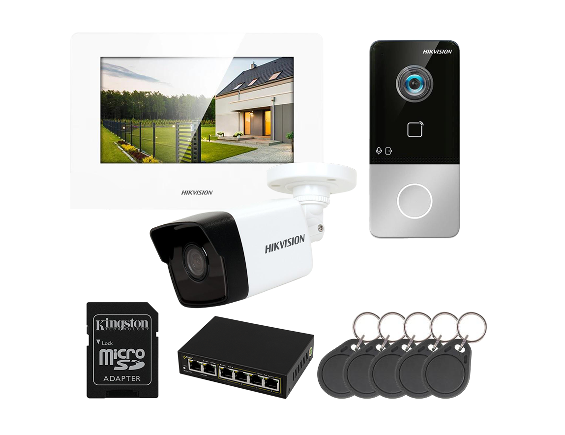 Zestaw wideodomofonowy Hikvision 1- rodzinny + kamera IP Hikvision
