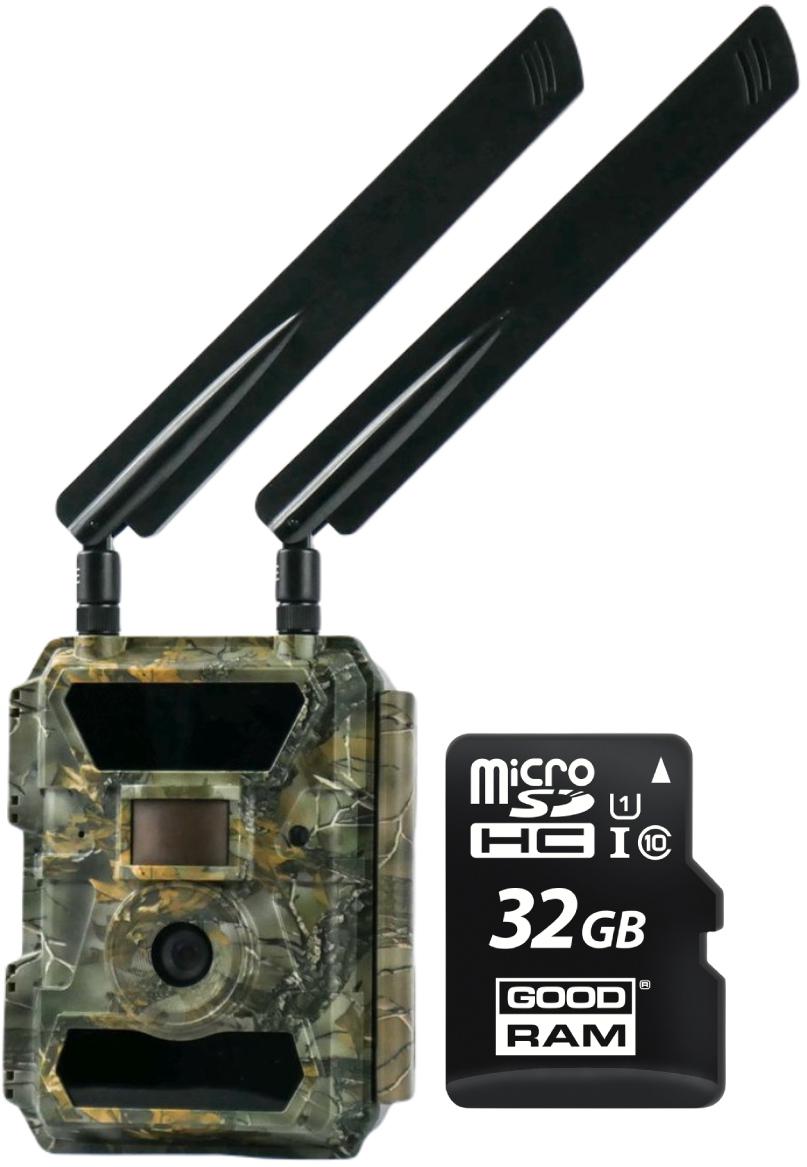 Zestaw kamera leśna (fotopułapka) 4.0CG z czujnikiem PIR 1080p FHD MMS 4G GPRS GSM GPS z językiem polskim + karta pamięci microSD GOODRAM CL10 32GB - najważniejsze cechy: