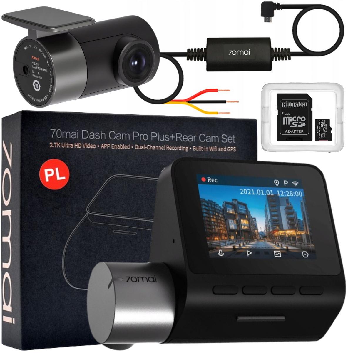 Zestaw wideorejestrator 70mai A500s Dash Cam Pro Plus + RC6 + karta pamięci Kingston 128GB + zasilanie trybu parkingowego kamer Hardware Kit - najważniejsze cechy: