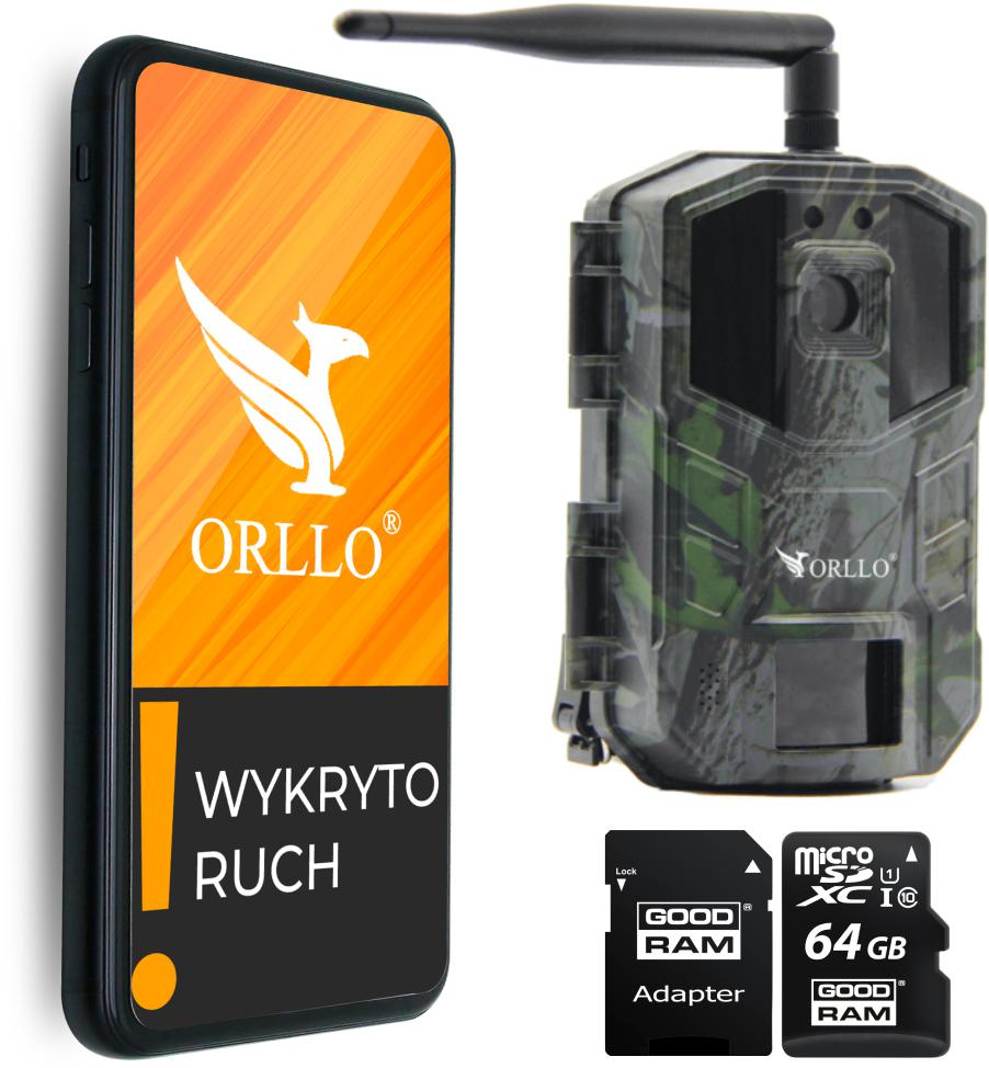 Zestaw fotopułapka bateryjna GSM ORLLO Huntercam 3 + karta pamięci microSD GOODRAM CL10 64GB z adapterem - najważniejsze cechy:
