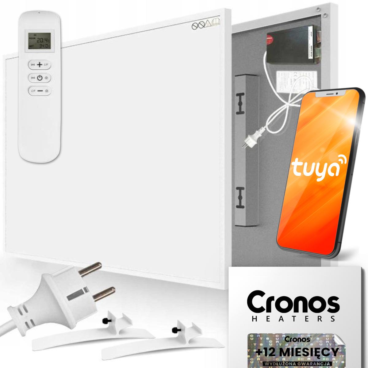 Promiennik CGP-700TWP + Wydłużona Gwarancja do promiennika 12msc 7 Panel grzewczy IR na podczerwień CRONOS® Graphene PRO CGP-700TWP BIAŁY + Wi-Fi + termostat + nóżki + wydłużona gwarancja 12 miesięcy