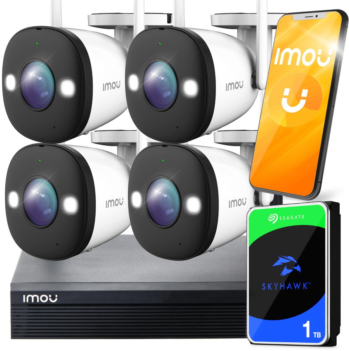 ➕ ZESTAW MONITORINGU: Imou Wi-Fi IP 1TB S2 4 kamery tubowe 2MPx ➕