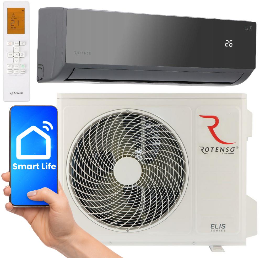 Klimatyzacja Rotenso Elis E26X 2,6kW WiFi 4D do instalacji typu SPLIT (pompa ciepła powietrze-powietrze Rotenso Elis E26X) - najważniejsze cechy zestawu: