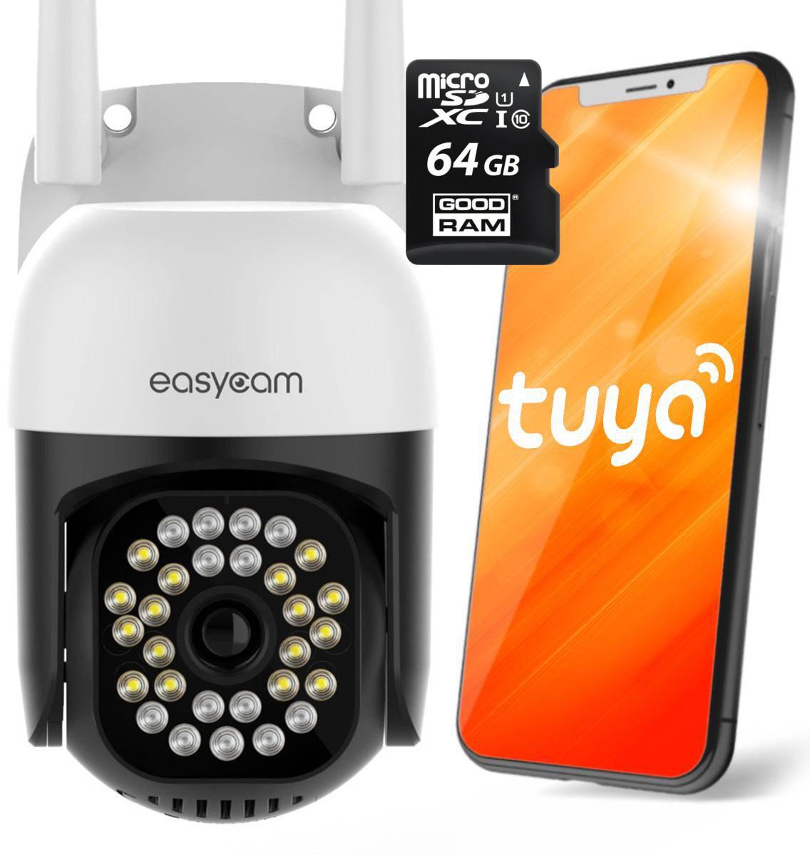 Kamera IP EasyCam obrotowa zewnętrzna WiFi LED 25m Tuya 3MP EC-3PT12L16IR+ karta pamięci 64GB Goodram