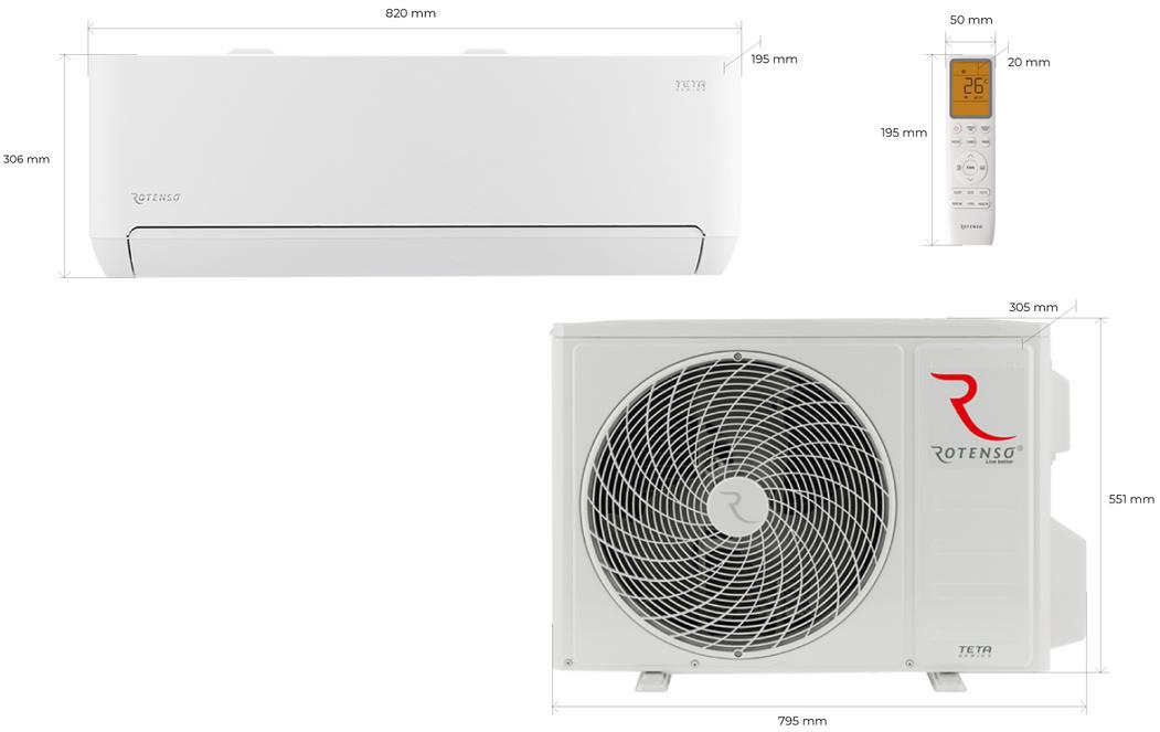 Klimatyzator Split, Pompa ciepła powietrze - powietrze ROTENSO Teta TA50X