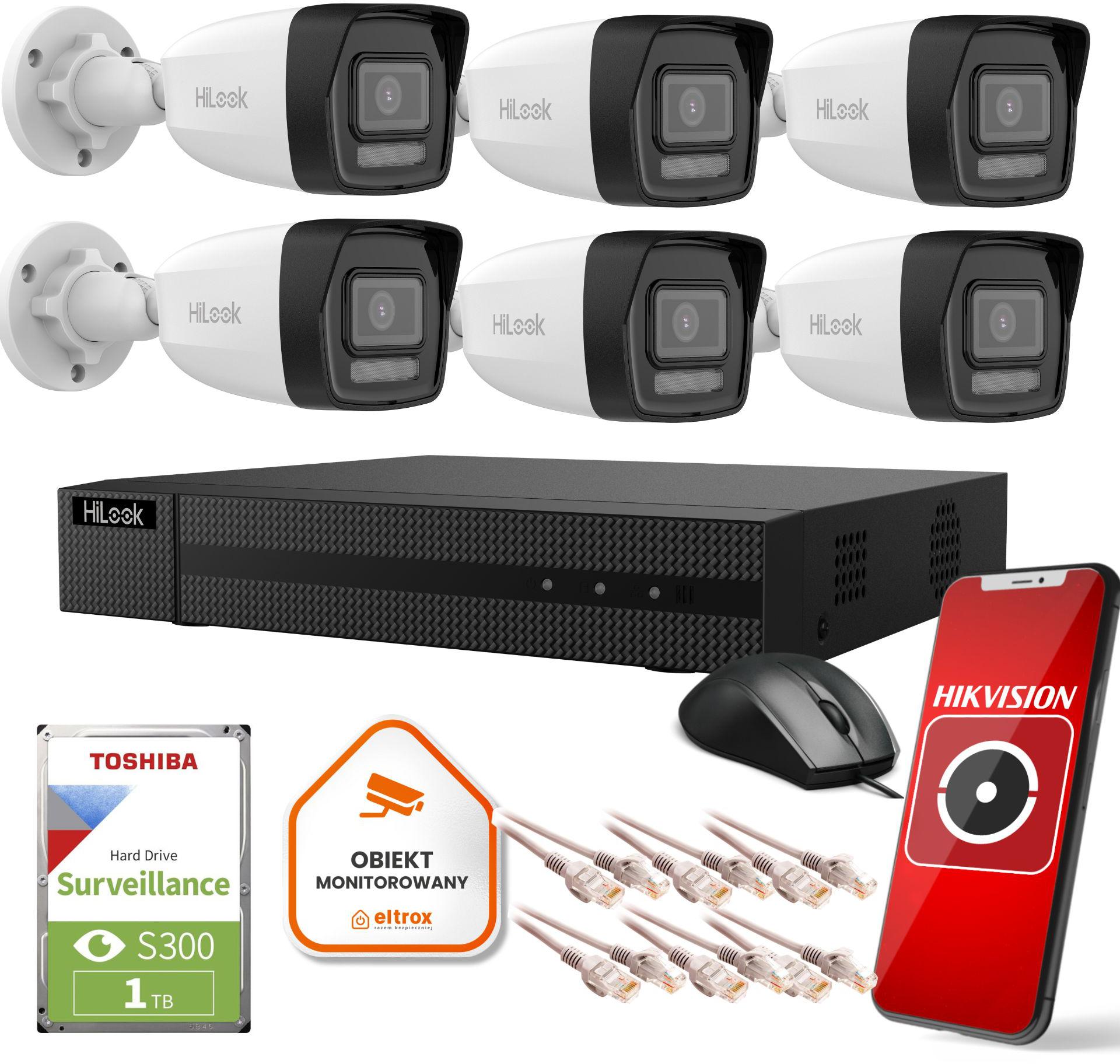 Kompletny zestaw monitoringu Hilook by Hikvision 6 kamer IP, rejestratorem i dyskiem do Twojego domu