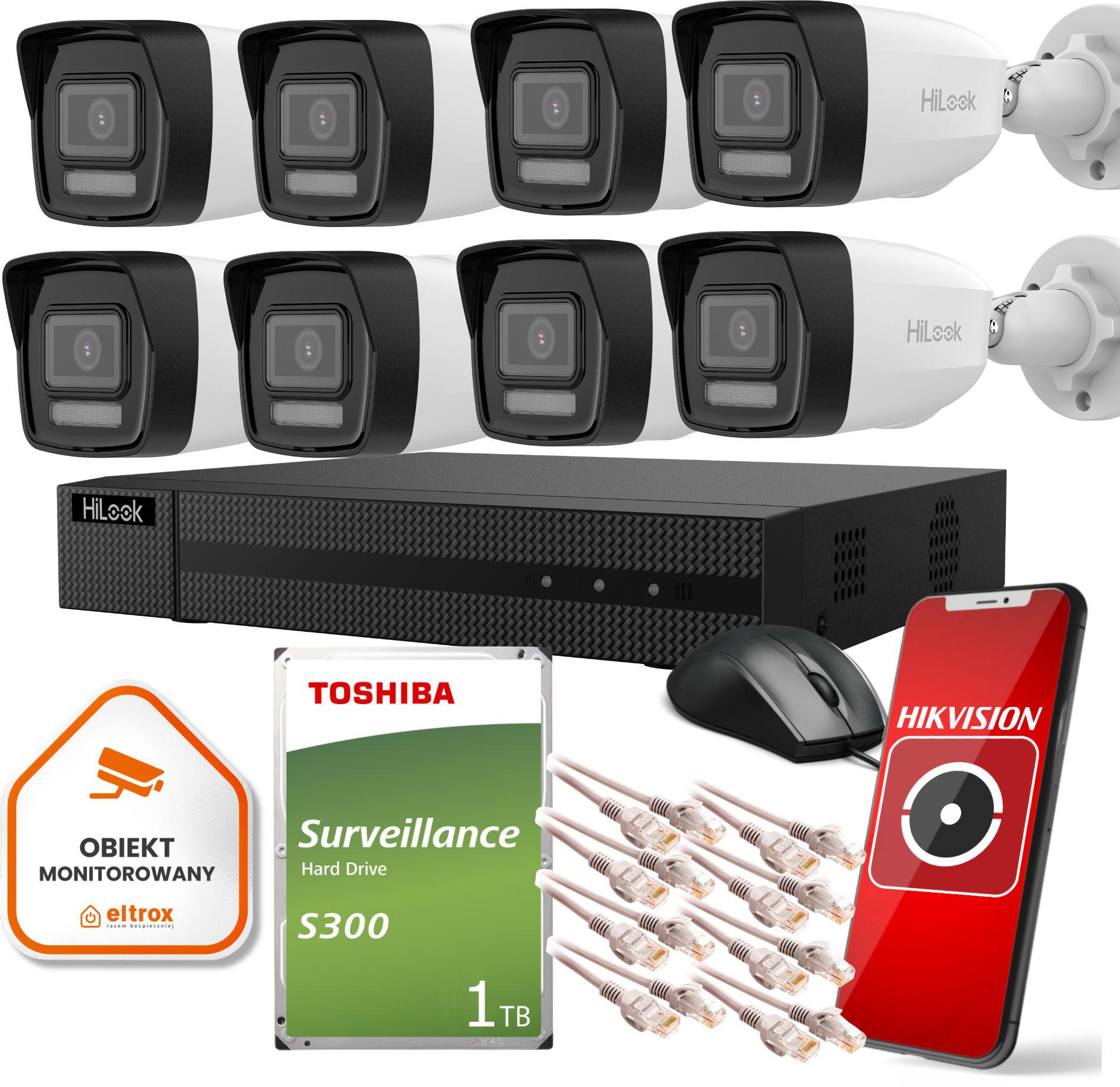 Kompletny zestaw monitoringu Hilook by Hikvision 8 kamer IP, rejestratorem i dyskiem do Twojego domu
