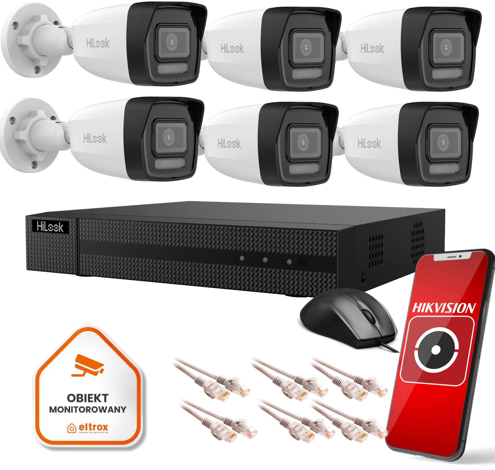 Zestaw monitoringu Hilook by Hikvision 6 kamer tuby IP zewnętrzne 4MPx gwarancją bezpieczeństwa Twojego domu