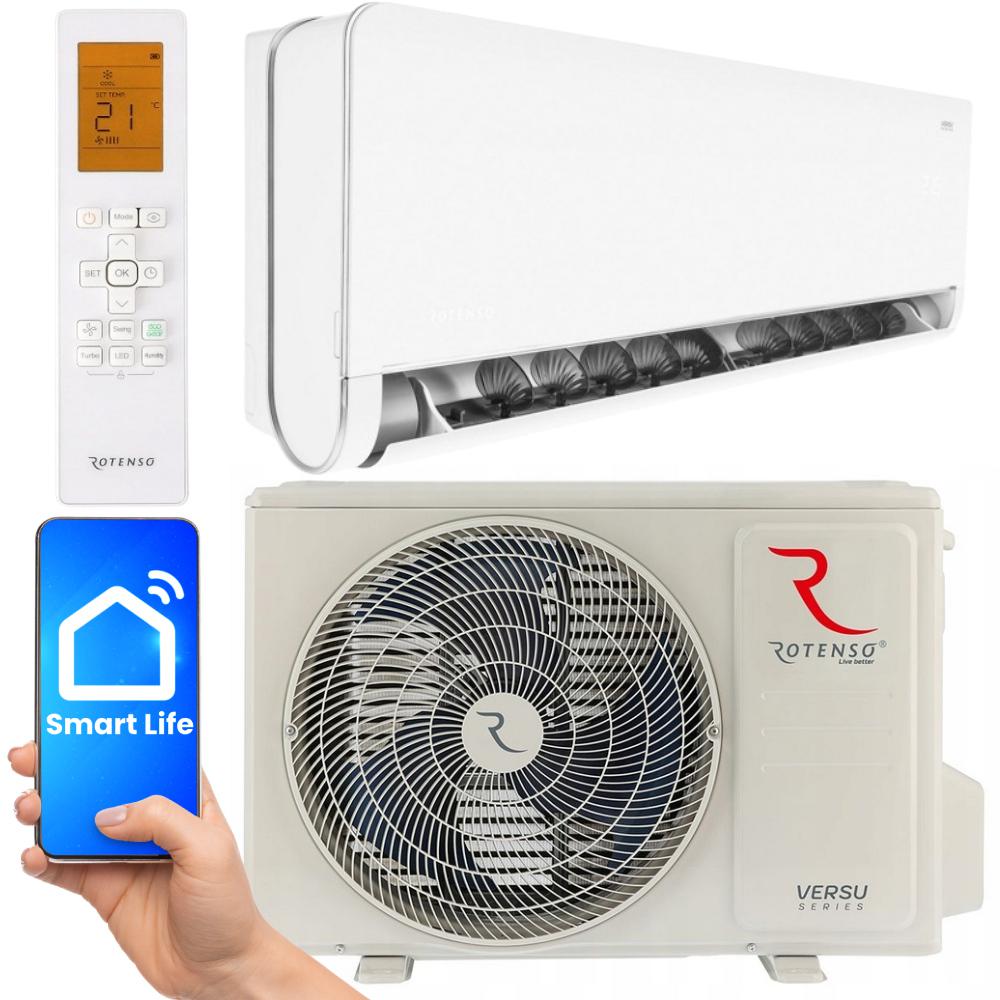 Klimatyzacja Rotenso Versu Pure 2,6kW Wi-Fi 4D do instalacji typu SPLIT pompa ciepła powietrze-powietrze Rotenso Versu Pure VP26X - najważniejsze cechy zestawu: