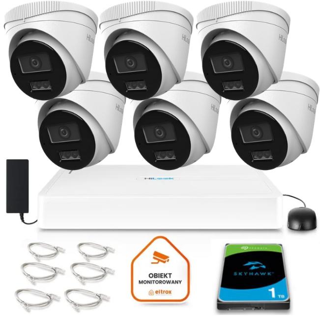 Zestaw monitoringu Hilook by Hikvision 6 kamer IP IPCAM-T4-30DL dysk 1TB