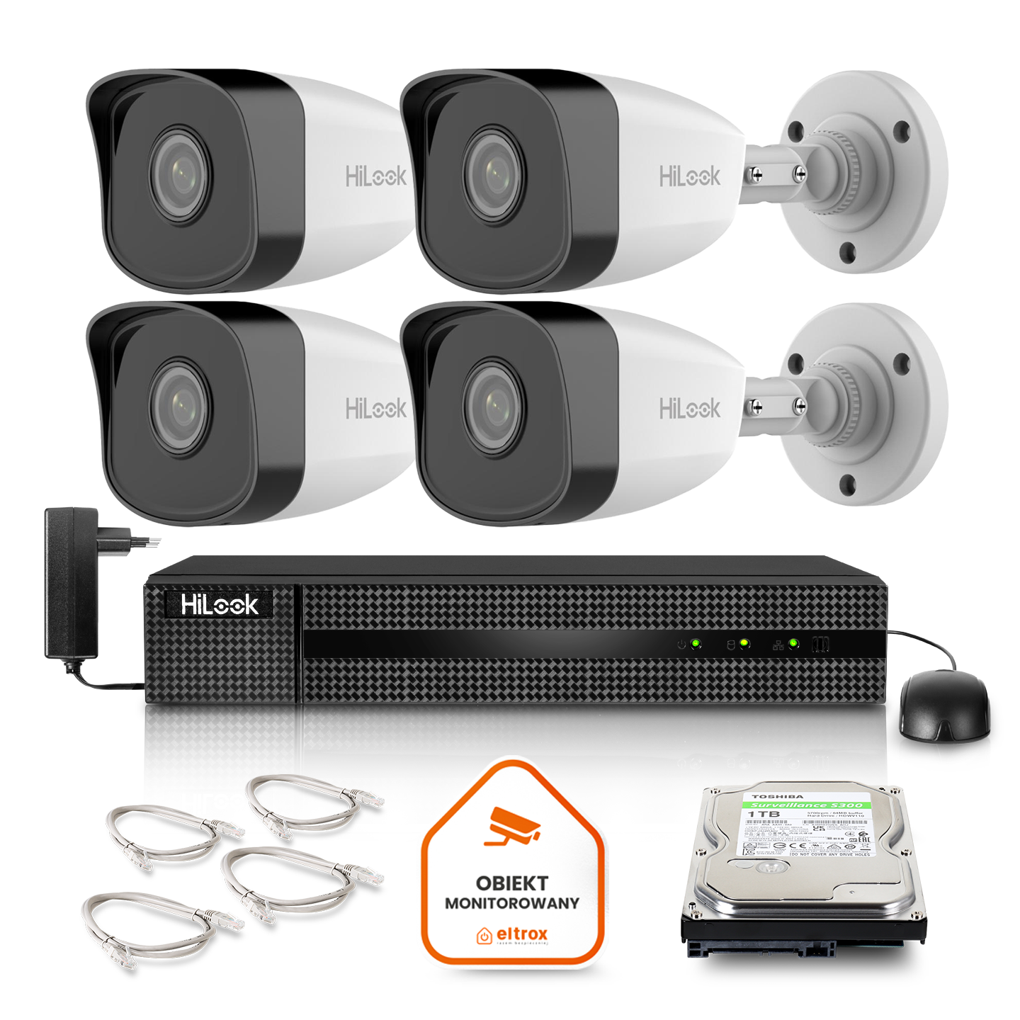 Kompletny zestaw monitoringu Hilook 4 kamer IP IPCAM-B5 do Twojego domu lub biura