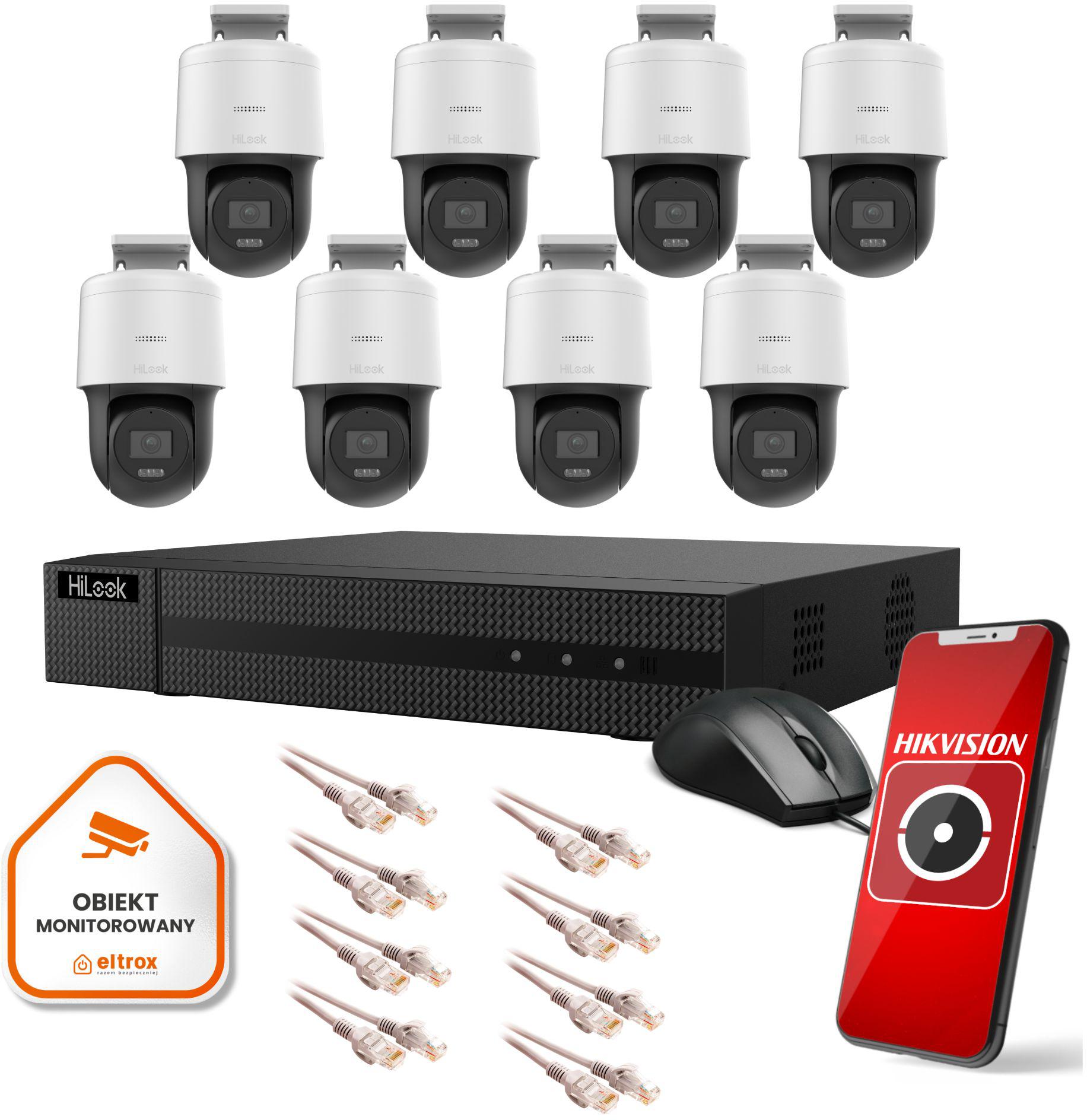 Zestaw monitoringu 8 kamer Hikvision 2MPx