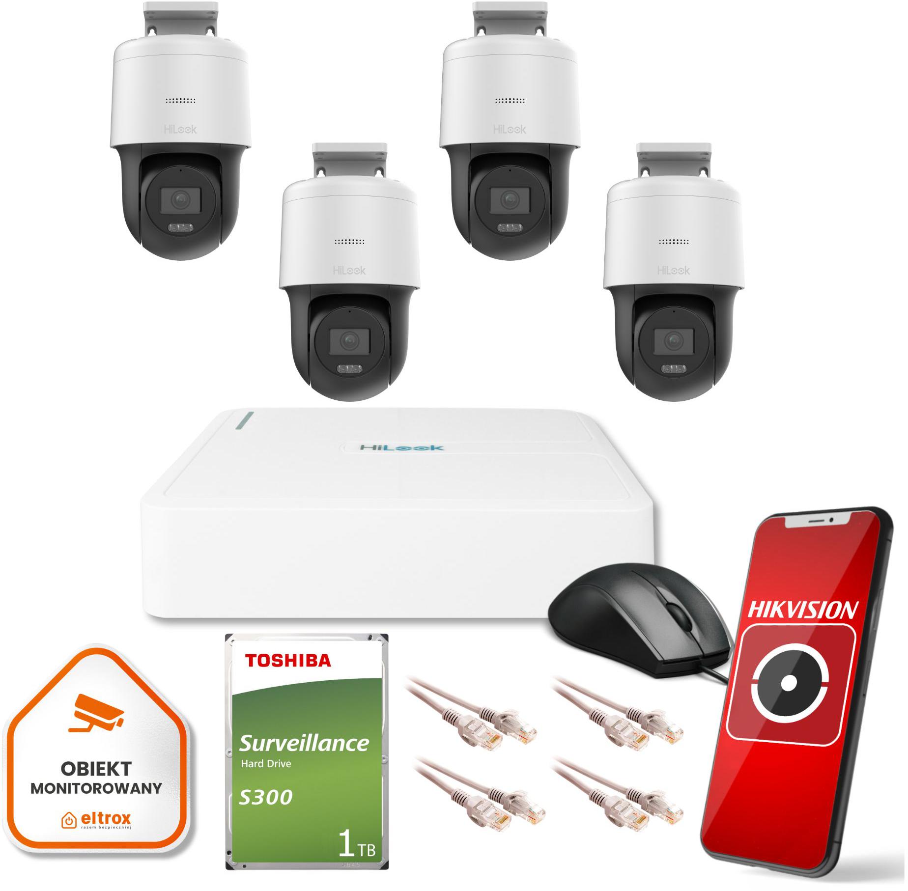 Zestaw monitoringu 4 kamer Hikvision 2MPx