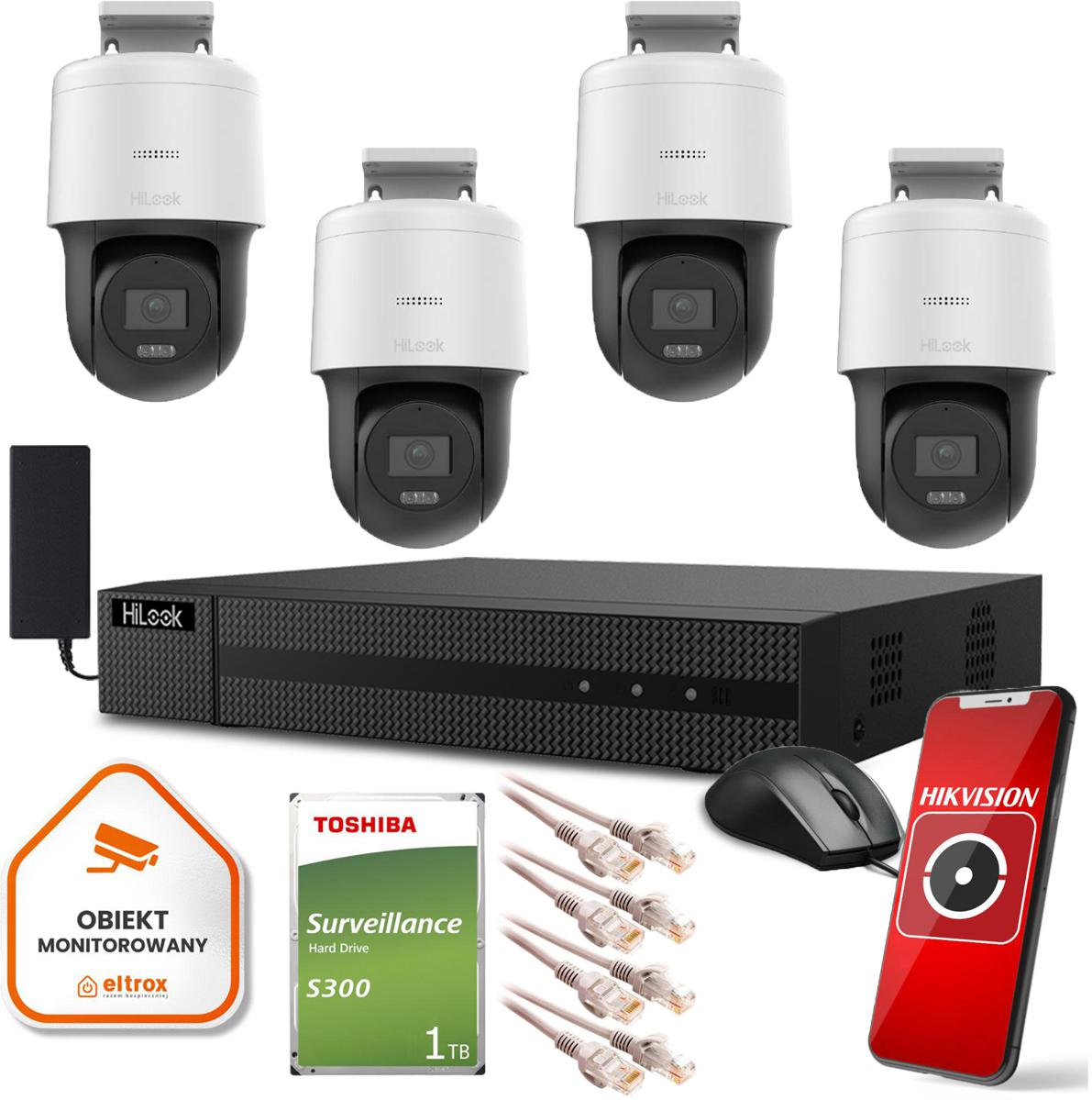 Zestaw monitoringu 4 kamer Hikvision 4MPx