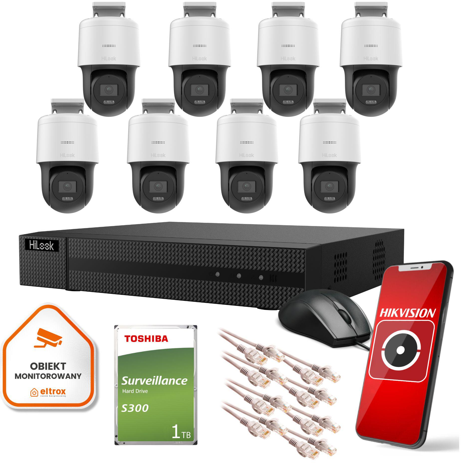 Zestaw monitoringu 8 kamer Hikvision 4MPx