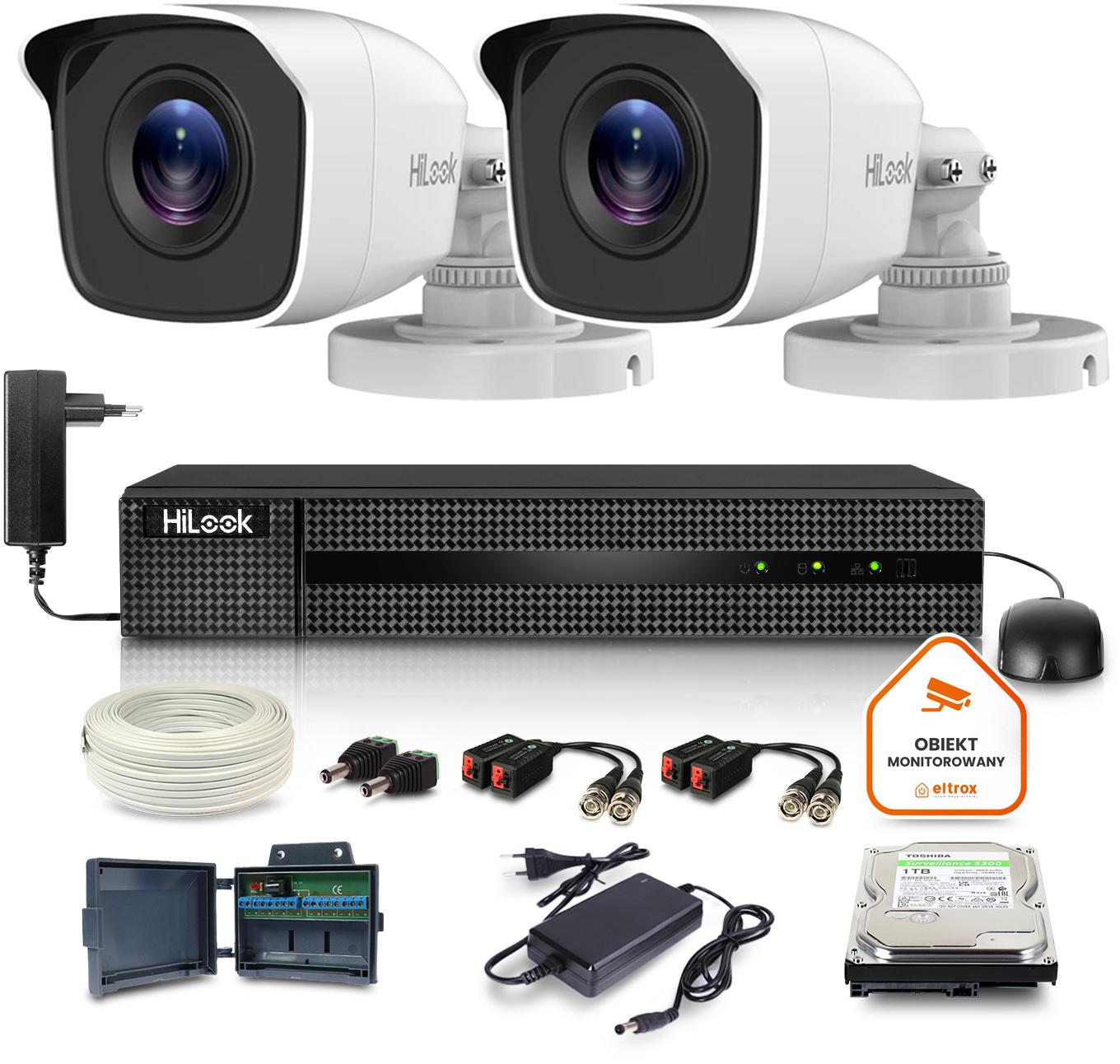 Zestaw monitoringu Hilook by Hikvision z 2 kamerami 2MP TVICAM-B2M-20DL do Twojego domu czy biura