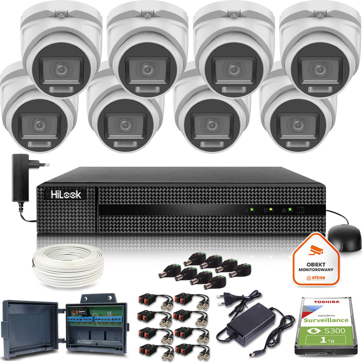 Zestaw monitoringu Hilook 8 kamer 2mpx TVICAM-T2M-20DL z dyskiem 1TB