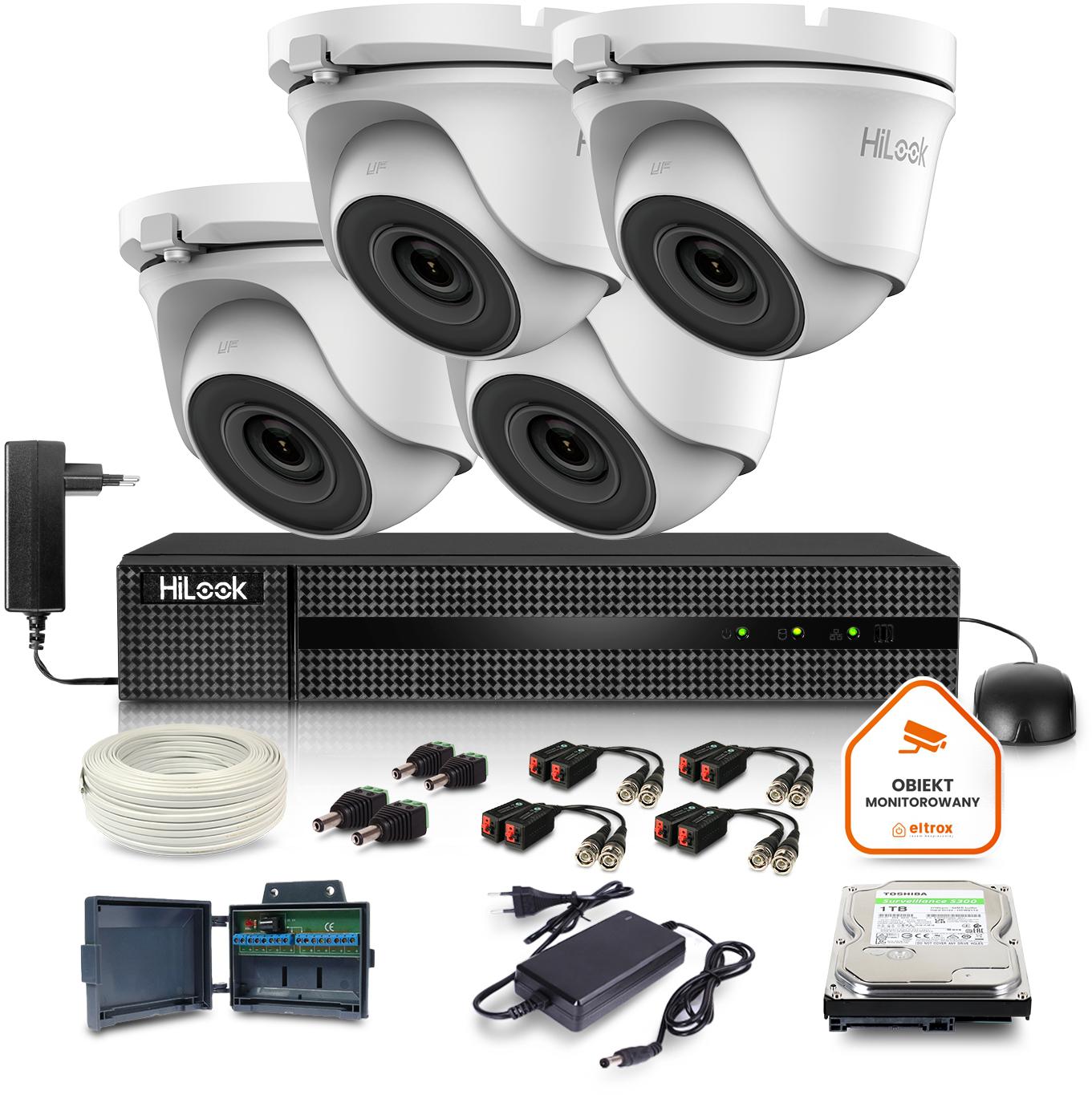 Zestaw monitoringu Hilook z 4 kamerami 5w1 5MPx do łatwego montażu