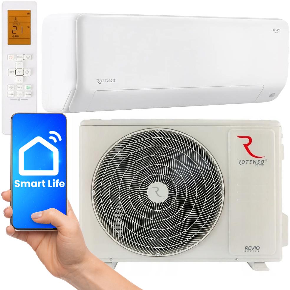 Klimatyzacja Rotenso Revio RO50X 5,3kW WiFi 4D do instalacji typu SPLIT (pompa ciepła powietrze-powietrze Rotenso Revio RO50X) - najważniejsze cechy zestawu: