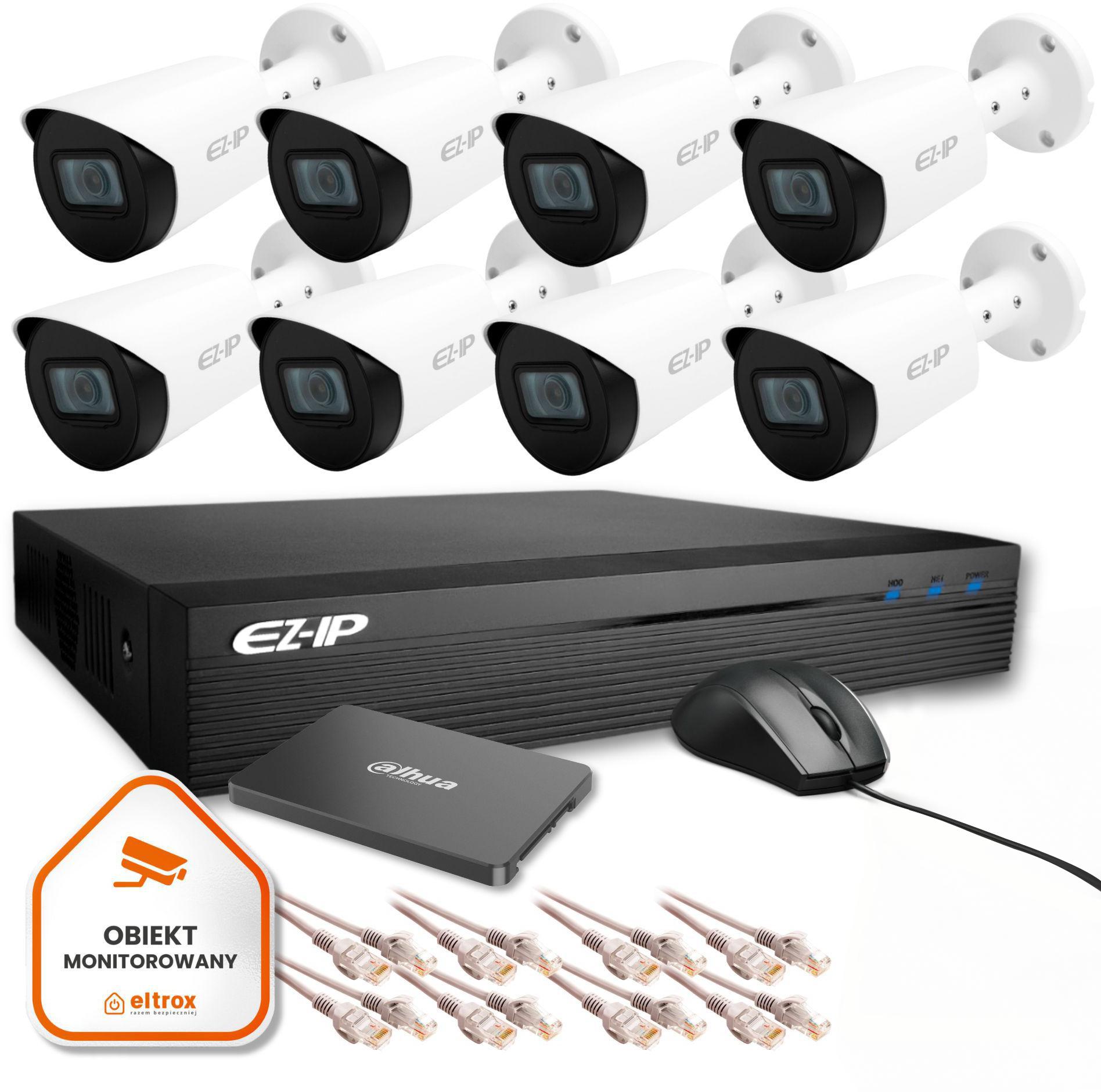 Zestaw monitoringu IP Ultra 8B EZ-IP by Dahua 8 kamer FullHD SSD 1TB EZI-B120-F2