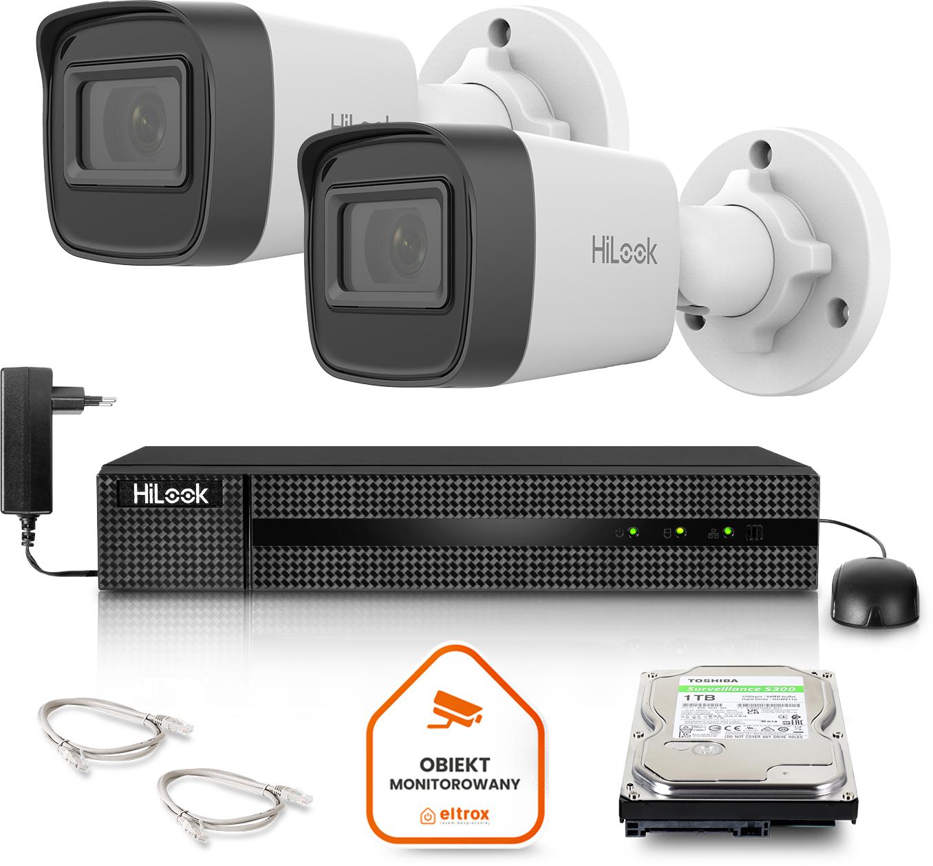 Najważniejsze cechy zestawu monitoringu Hilook by Hikvision 2 kamer IP IPCAM-B2-P Full HD PoE