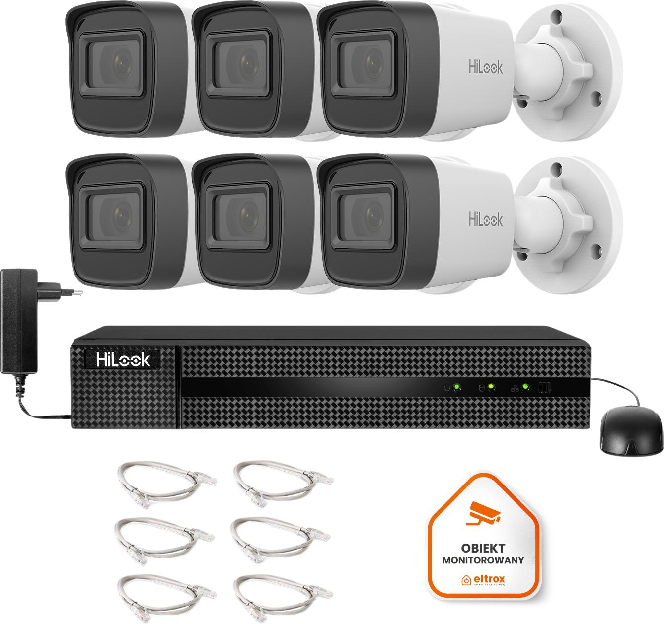 Najważniejsze cechy zestawu monitoringu Hilook by Hikvision 6 kamer IP IPCAM-B2-P Full HD PoE