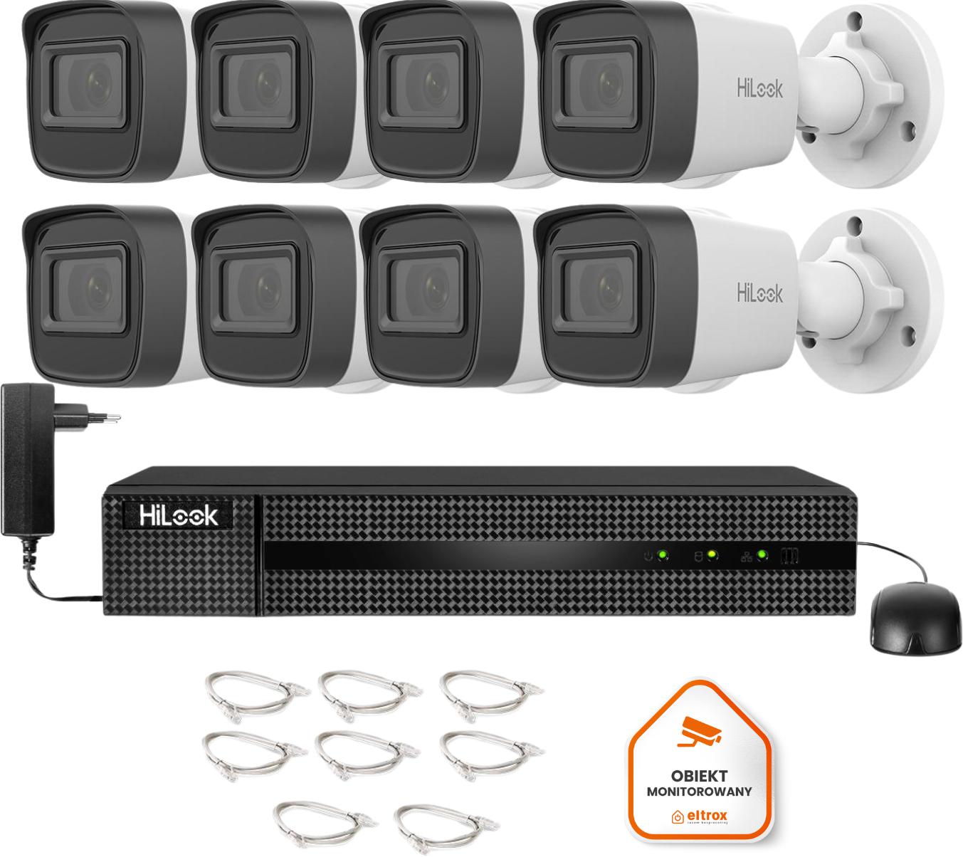 Najważniejsze cechy zestawu monitoringu Hilook by Hikvision 8 kamer IP IPCAM-B2-P Full HD PoE