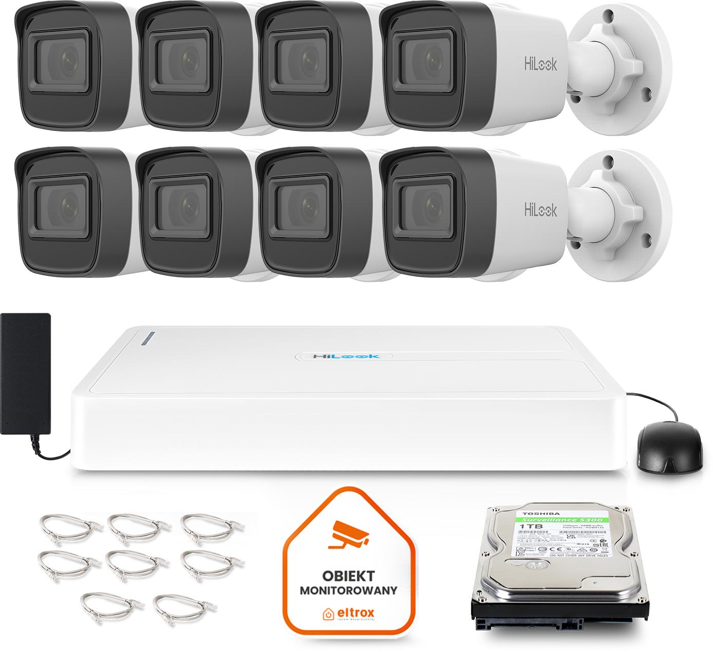 Najważniejsze cechy zestawu monitoringu Hilook by Hikvision 8 kamer IP IPCAM-B2-P Full HD PoE