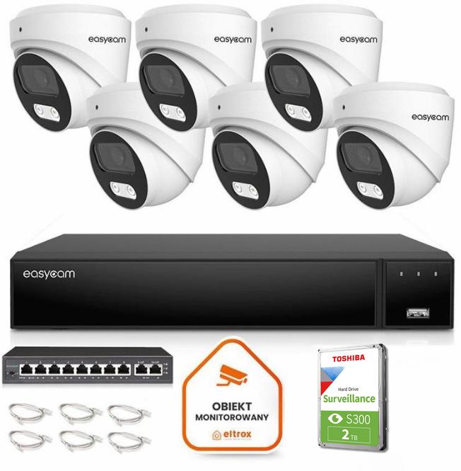 Najważniejsze cechy zestawu do monitoringu IP Easycam 6 kamer: