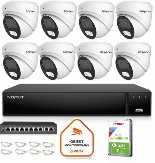 Najważniejsze cechy zestawu do monitoringu IP Easycam 6 kamer: