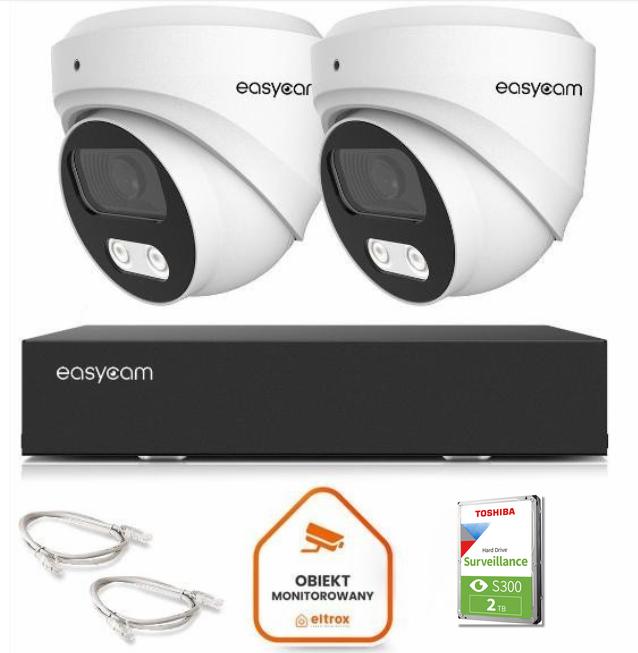 Najważniejsze cechy zestawu monitoringu IP Easycam z 2 kamerami: