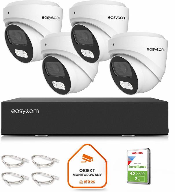 Najważniejsze cechy zestawu monitoringu IP Easycam z 4 kamerami: